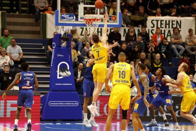 14 03 2023, easyCredit Basketball Bundesliga, BBL, season 2022 2023, men, Syntainics MBC Alba Berlin, 7, Yanni Wetzell, Alba Berlin Weißenfels Stadthalle Sachsen Anhalt Germany