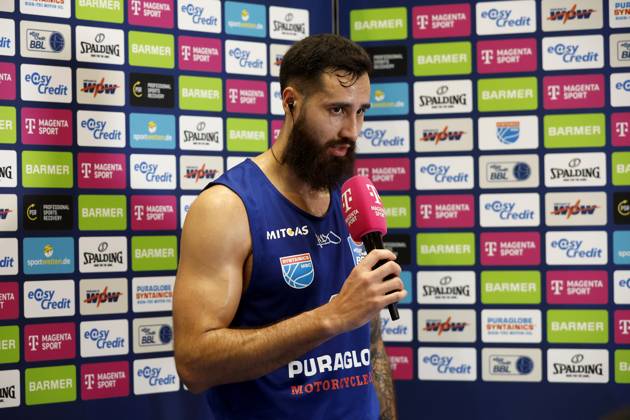 14 03 2023, easyCredit Basketball Bundesliga, BBL, season 2022 2023, men, Syntainics MBC Alba Berlin, 8 Martin Breunig, Syntainics MBC at interview Weißenfels Stadthalle Sachsen Anhalt Germany