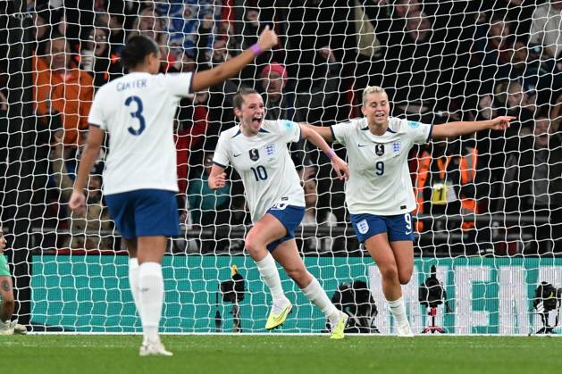 England Women v Brazil CONMEBOL UEFA Women s Champions Cup Finalissima Goal 1-0 - Ella Toone of England celebrates scoring the opening goal during the CONMEBOL UEFA Women s Champions Cup Finalissima match between England Women and Brazil at Wembley Stadium, London, England on 6 April 2023. London Wembley Stadium Greater London England Editorial use only , Copyright: xGrahamxHuntx PSI-17188-0031