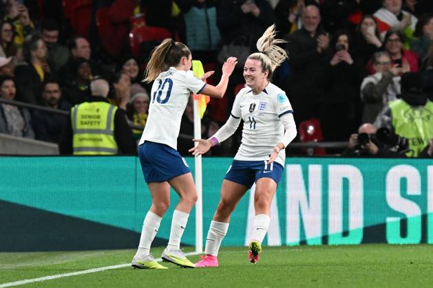 England Women v Brazil CONMEBOL UEFA Women s Champions Cup Finalissima Goal 1-0 - Ella Toone of England celebrates scoring the opening goal during the CONMEBOL UEFA Women s Champions Cup Finalissima match between England Women and Brazil at Wembley Stadium, London, England on 6 April 2023. London Wembley Stadium Greater London England Editorial use only , Copyright: xGrahamxHuntx PSI-17188-0182