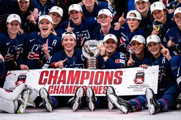 Ice hockey, Womens World Cup, USA celebrates World Cup victory after final against Canada