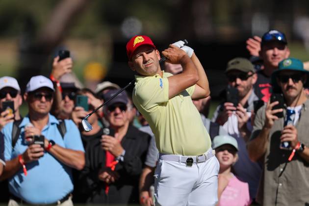 GOLF LIV TOUR ADELAIDE, Sergio Garcia captain of the Fireballs during LIV Golf Adelaide at the Grange Golf Club in Adelaide, Friday, April 21, 2023. ( NO ARCHIVING, EDITORIAL USE ONLY, NO USE IN BOOKS WITHOUT CONSENT ADELAIDE SOUTH AUSTRALIA AUSTRALIA  Copyright: xMATTxTURNERx 20230421001789036263