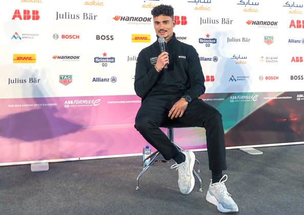 21 04 2023, xlakx, FIA Formula E, Berlin 2023 Grand Prix emspor, v l Pascal Wehrlein Germany ,TAG Heuer Porsche Formula E at Tempelhof press conference.