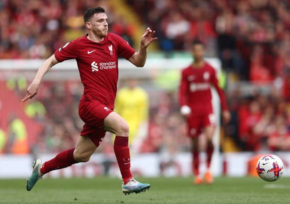 Liverpool, England, 30th April 2023. Andrew Robertson of Liverpool during the Premier League match at Anfield, Liverpool. Picture credit should read: Darren Staples Sportimage EDITORIAL USE ONLY. No use with unauthorised audio, video, data, fixture lists, club league logos or live services. Online in-match use limited to 120 images, no video emulation. No use in betting, games or single club league player publications. SPI-2405-0082