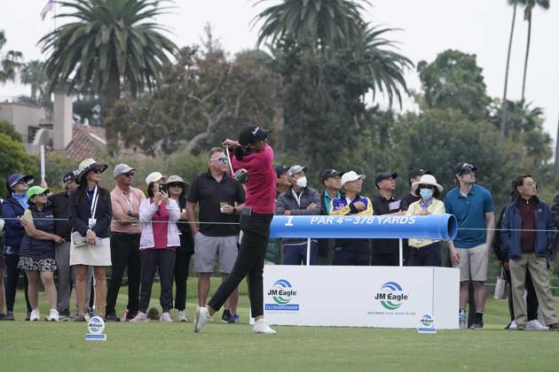 April 30, 2023: LPGA, Golf Damen - Aditi Ashok, profesional golfer from Bangalore, India, finished in third place at the Ladies Professional Golf Association, JM Eagle LA Championship 2023, The Wilshire Country Club, Los Angeles, CA, USA, April 30, 2023. Ashok was in a three way tie at the end of regulation play but missed a heart breaking put in sudden death play on the 18 hole. Here, Ashok tees off on the first hole. - ZUMAmt3_ 20230430_zaf_mt3_022 Copyright: xScottxMitchellx
