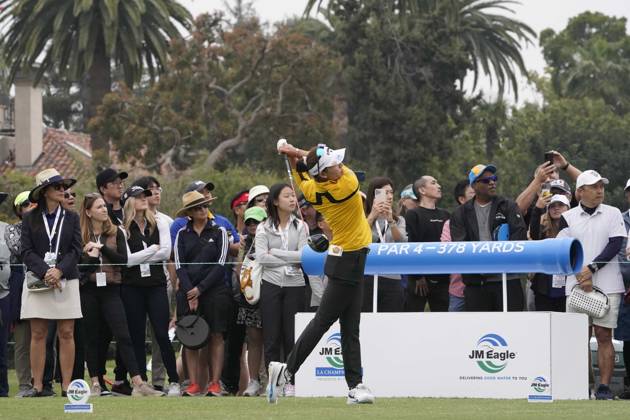 April 30, 2023: LPGA, Golf Damen - Atthaya Thitkul, professional golfer from Bangkok, Thailand, on the first tee at the Ladies Professional Golf Association, JM Eagle LA Championship 2023, The Wilshire Country Club, Los Angeles, CA, USA, April 30, 2023. - ZUMAmt3_ 20230430_zaf_mt3_031 Copyright: xScottxMitchellx