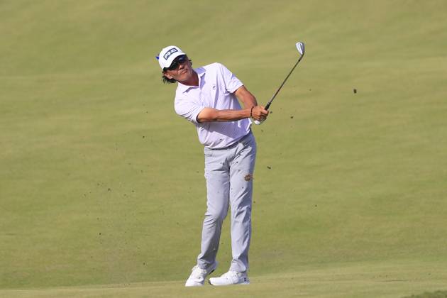 DULUTH, GA - MAY 07: Ken Tanigawa hits approach shot on the 18th fairway during the final round of the PGA, Golf Herren Tour Champions Mitsubishi Electric Classic on May 7, 2023 at TPC Sugarloaf in Duluth, Georgia. (Photo by David J. Griffin Icon Sportswire) GOLF: MAY 07 PGA Tour Champions Mitsubishi Electric Classic EDITORIAL USE ONLY Icon9532305071053