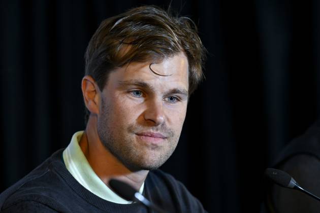 Belgian Thomas Detry pictured during a press conference, PK, Pressekonferenz regarding the 2023 Soudal Open DP World Tour golf tournament, in Schilde, Tuesday 09 May 2023. The 2023 Soudal Open taken place from 11 to 14 May at the Rinkven Golf Club in Schilde. DIRKxWAEM  x66980289x