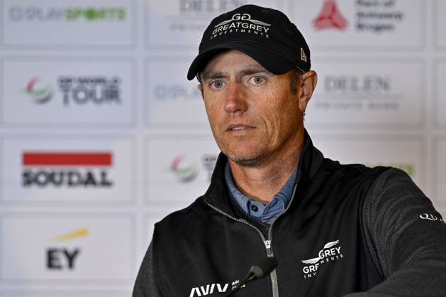 Belgian Nicolas Colsaerts pictured during a press conference, PK, Pressekonferenz regarding the 2023 Soudal Open DP World Tour golf tournament, in Schilde, Tuesday 09 May 2023. The 2023 Soudal Open taken place from 11 to 14 May at the Rinkven Golf Club in Schilde. DIRKxWAEM  x66980310x