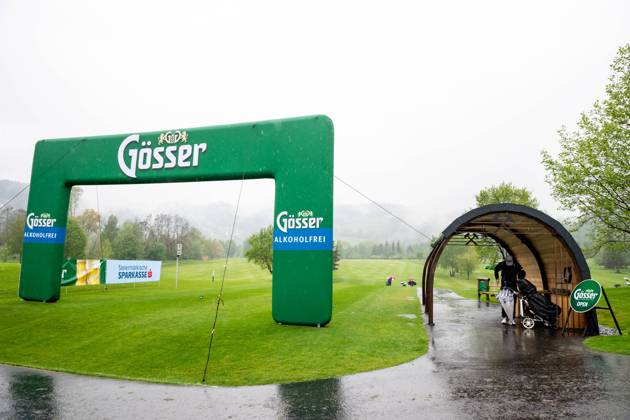 GOLF - Goesser Open 2023 MARIA LANKOWITZ,AUSTRIA,11.MAY.23 - GOLF - Alps Tour, Goesser Open, GC Erzherzog Johann. Image shows a general view of tee and Goeeser inflatable.  GEPAxpictures xMaticxKlansek
