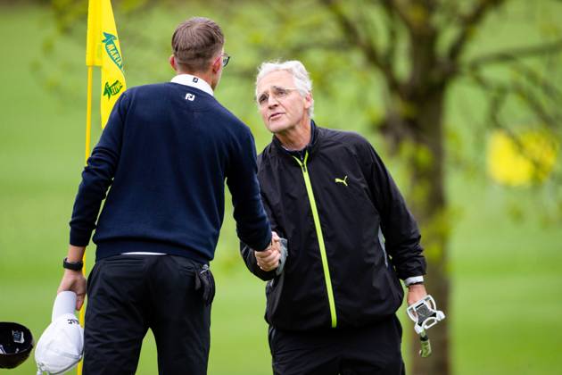 GOLF - Goesser Open 2023 MARIA LANKOWITZ,AUSTRIA,12.MAY.23 - GOLF - Alps Tour, Goesser Open, GC Erzherzog Johann. Image shows Tomas Smicek (SVK) and Claude Grenier (AUT).  GEPAxpictures xMaticxKlansek