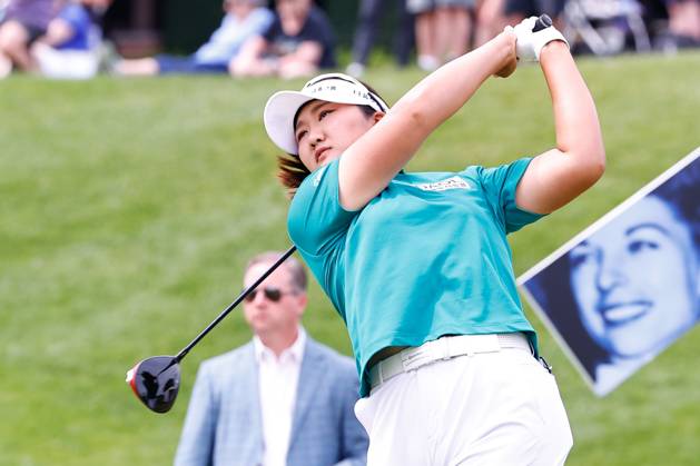 CLIFTON, NJ - MAY 13: Hae Ran Ryu of South Korea tees off on the 1st tee during the third round of the LPGA, Golf Damen Cognizant Founders Cup at Upper Montclair Country Club on May 13, 2023 in Clifton, New Jersey. (Photo by Rich Graessle Icon Sportswire) GOLF: MAY 13 LPGA Cognizant Founders Cup EDITORIAL USE ONLY Icon23051315480