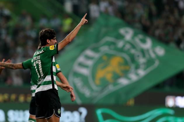 May 21, 2023, Lisbon, Portugal: Francisco Trincao of Sporting CP celebrates after scoring a goal during the Portuguese League football match between Sporting CP and SL Benfica at Jose Alvalade stadium in Lisbon, Portugal on May 21, 2023. Lisbon Portugal - ZUMAf123 20230521_zap_f123_009 Copyright: xPedroxFiuzax