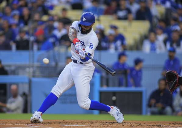 May 30, 2023, Los Angeles, California, USA: Jason Hayward 23 of the Los Angeles Dodgers hits a solo home run in the second inning during their MLB, Baseball Herren, USA regular season game against the Washington Nationals on Tuesday May 30, 2023 at Dodger Stadium in Los Angeles, California. Dodgers beat Nationals, 9-3. PI Los Angeles USA - ZUMAp124 20230530_zaa_p124_035 Copyright: xJAVIERxROJASx