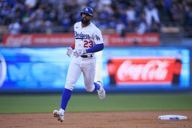 May 30, 2023, Los Angeles, California, USA: Jason Hayward 23 of the Los Angeles Dodgers rounds the bases after hitting a solo home run in the second inning during their MLB, Baseball Herren, USA regular season game against the Washington Nationals on Tuesday May 30, 2023 at Dodger Stadium in Los Angeles, California. Dodgers beat Nationals, 9-3. PI Los Angeles USA - ZUMAp124 20230530_zaa_p124_037 Copyright: xJAVIERxROJASx