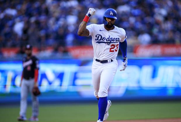 May 30, 2023, Los Angeles, California, USA: Jason Hayward 23 of the Los Angeles Dodgers rounds the bases after hitting a solo home run in the second inning during their MLB, Baseball Herren, USA regular season game against the Washington Nationals on Tuesday May 30, 2023 at Dodger Stadium in Los Angeles, California. Dodgers beat Nationals, 9-3. PI Los Angeles USA - ZUMAp124 20230530_zaa_p124_038 Copyright: xJAVIERxROJASx