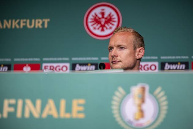 02 06 2023, xkvx, football DFB Pokal final 2023, RB Leipzig Eintracht Frankfurt, training and press conference emspor, v l Sebastian Rode Eintracht Frankfurt DFL DFB REGULATES PROHIBIT ANY USE OF PHOTOGRAPHS as IMAGE SEQUENCES and or QUASI VIDEO Berlin
