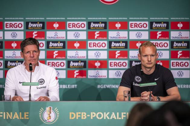 02 06 2023, xkvx, football DFB Cup final 2023, RB Leipzig Eintracht Frankfurt, training and press conference emspor, v l coach Oilver Glasner Eintracht Frankfurt , Sebastian Rode Eintracht Frankfurt DFL DFB REGULATIONS PROHIBIT ANY USE OF PHOTOGRAPHS as IMAGE SEQUENCES and or QUASI VIDEO Berlin