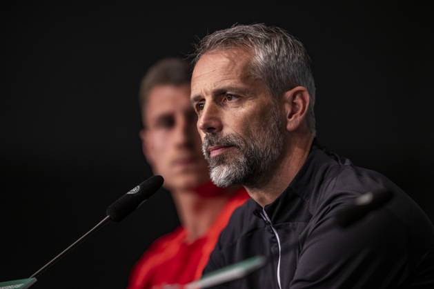 02 06 2023, xkvx, football DFB Pokal final 2023, RB Leipzig Eintracht Frankfurt, training and press conference emspor, v l coach Marco Rose RB Leipzig RasenBallsport Leipzig DFL DFB REGULATIONS PROHIBIT ANY USE OF PHOTOGRAPHS as IMAGE SEQUENCES and or QUASI VIDEO Berlin