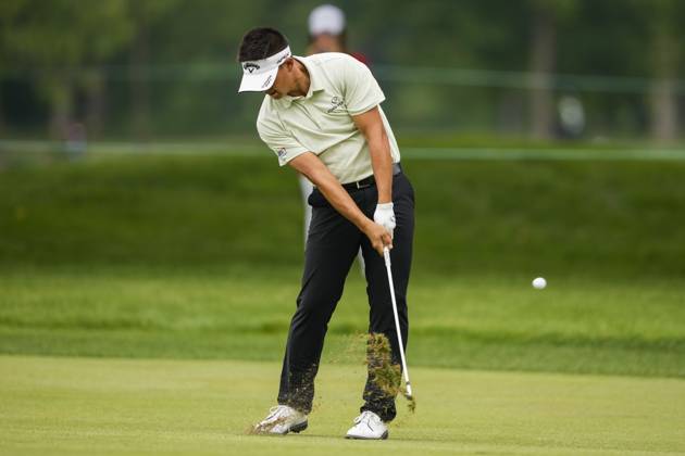 June 9, 2023, TORONTO, ON, CANADA: Carl Yuan makes a shot from the fairway on the sixteenth hole during the second round of the Canadian Open in Toronto on Friday, June 9, 2023. Canada News - June 9, 2023  - ZUMAc35_ 20230609_zaf_c35_145 Copyright: xAndrewxLahodynskyjx