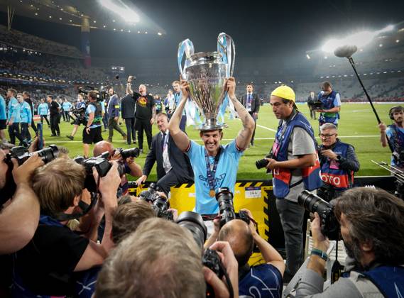 John Stones of Man City with the winning trophy during the UEFA Champions League final match between Manchester City and Internazionale at The Ataturk Olympic Stadium, Istanbul, Turkey on 10 June 2023. Copyright: xAndyxRowlandx PMI-5585-0031
