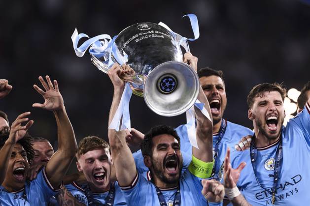 Manchester City FC v FC Internazionale - UEFA Champions League Ä°lkay Gundogan of Manchester City FC lifts the trophy at the end of the UEFA Champions League final football match between Manchester City FC and FC Internazionale. Istanbul Turkey Copyright: xNicolòxCampox