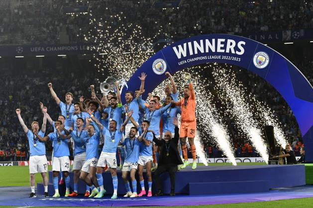 Manchester City win the UEFA Champions League final, Istanbul, Turkey Istanbul, Turkey. 10th, June 2023. Captain Ilkay Gundogan of Manchester City can raise the trophy as the winner of the UEFA Champions League final between Manchester City and Inter at the Atat?rk Stadium in Istanbul. Istanbul Turkey  Copyright: xGonzalesxPhoto TommasoxFimianox