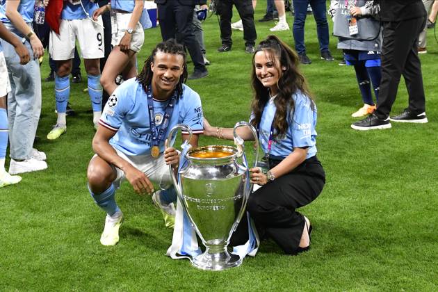 Manchester City win the UEFA Champions League final, Istanbul, Turkey Istanbul, Turkey. 10th, June 2023. Nathan Ake of Manchester City seen in celebrating as the winner of the UEFA Champions League final between Manchester City and Inter at the Atat?rk Stadium in Istanbul. Istanbul Turkey  Copyright: xGonzalesxPhoto TommasoxFimianox