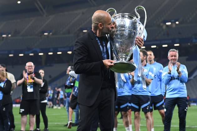 Soccer Champions League final Manchester City Inter Milan on 10 06 2023 at Ataturk Olympic Stadium in Istanbul Josep Pep Guardiola coach head coach Manchester with the Champions League trophy xHDx