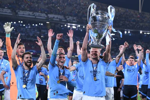 Soccer Champions League final Manchester City Inter Milan on 10 06 2023 at Ataturk Olympic Stadium in Istanbul Erling Haaland Manchester with trophy cup handle pot xHDx