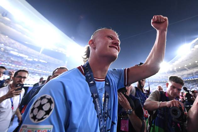 Soccer Champions League final Manchester City Inter Milan on 10 06 2023 at Ataturk Olympic Stadium in Istanbul Erling Haaland Manchester jubilation joy emotions xHDx