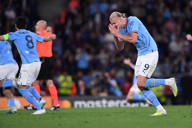 Soccer Champions League final Manchester City Inter Milan on 10 06 2023 at Ataturk Olympic Stadium in Istanbul Erling Haaland Manchester jubilation joy emotions xHDx