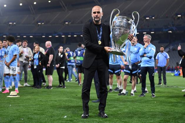 Soccer Champions League final Manchester City Inter Milan on 10 06 2023 at Ataturk Olympic Stadium in Istanbul Josep Pep Guardiola coach head coach Manchester with trophy cup handle pot xHDx
