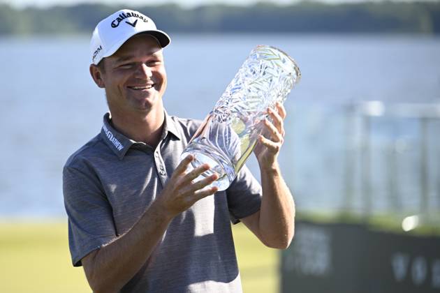 STOCKHOLM 20230611 Dale Whitnell, UK, with the trophy after winning the Scandinavian Mixed European Tour event at Ullna golf course STOCKHOLM SWEDEN x10040x  Copyright: xAndersxWiklund TTx SCANDINAVIAN MIXED
