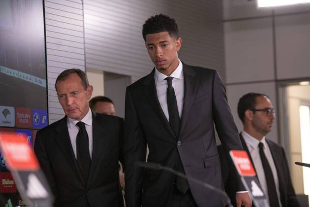 Official presentation of Jude Bellingham as a new Real Madrid player at the Ciudad Deportiva de Valdebebas, Madrid, June 15, 2023 Official presentation of Jude Bellingham as a new Real Madrid player at the Ciudad Deportiva de Valdebebas, Madrid June 15, 2023 900 Cordon Press  900 CordonxPress LOF - Jude Bellingham