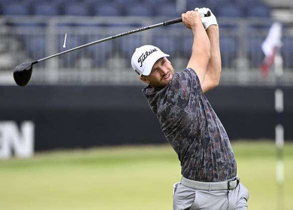 Wyndham Clark follows through on the 18th tee during the first round of the 2023 U.S. Open at the Los Angeles Country Club in Los Angeles on Thursday, June 15, 2023. McIlroy finished with a five-under par 65.  LAP20230615232 ALEXxGALLARDO