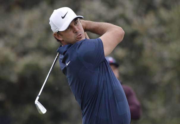 Brooks Koepka tees off on the 12th hole during the second round of the 2023 U.S. Open Golf Championship at the Los Angeles Country Club in Los Angeles, California on Friday, June 16, 2023.  LAP20230616923 MIKExGOULDING