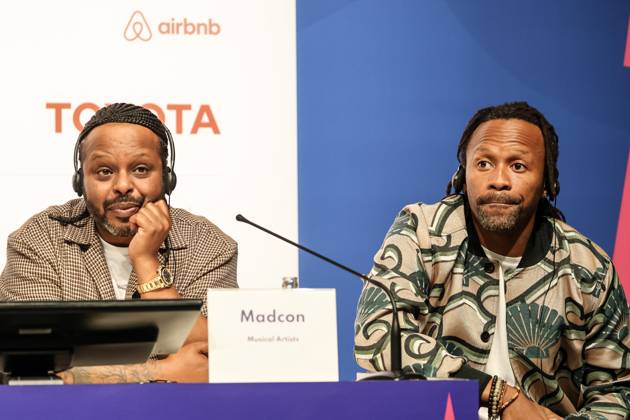 January 1, 2000, Berlin, Germany: Yosef Wolde-Mariam and Tshawe Baqwa, Madcon artists, authors of Berlin 2023 Games anthem attend the opening press conference, PK, Pressekonferenz in Messe Berlin conference centre. The Special Olympics Summer World Games start on June 17 in Berlin. The 2023 Berlin Games will host 7000 athletes with learning disabilities from 190 countries. It is the biggest sporting event of 2023. Berlin Germany - ZUMAs197 20000101_zaa_s197_292 Copyright: xDominikaxZarzyckax