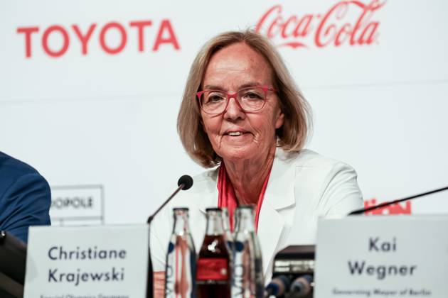 January 1, 2000, Berlin, Germany: Christiane Krajewski, President Special Olympics Germany attends the opening press conference, PK, Pressekonferenz in Messe Berlin conference centre. The Special Olympics Summer World Games start on June 17 in Berlin. The 2023 Berlin Games will host 7000 athletes with learning disabilities from 190 countries. It is the biggest sporting event of 2023. Berlin Germany - ZUMAs197 20000101_zaa_s197_297 Copyright: xDominikaxZarzyckax