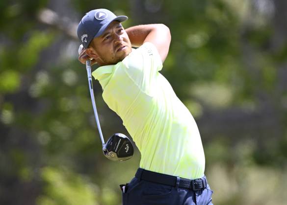 Xander Schauffele follows his drive on the third tee during the second round of the 2023 U.S. Open Golf Championship at the Los Angeles Country Club in Los Angeles on Friday, June 16, 2023.  LAP20230616235 ALEXxGALLARDO