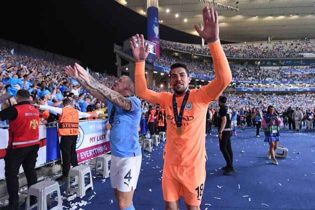 Soccer Champions League final Manchester City Inter Milan on 10 06 2023 at Ataturk Olympic Stadium in Istanbul Kalvin Phillips Manchester , left Stefan Ortega Manchester , right xHDJPGx