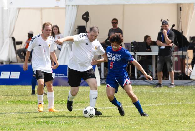 Special Olympics 2023 day 2 , soccer on the Maifeld, in the picture Germany vs USA men , 18 06 2023, Copyright: xSebastianxRäppold MatthiasxKochx