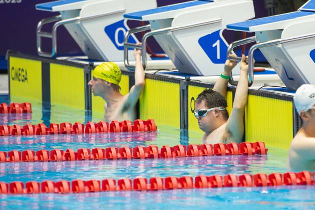SPECIAL OLYMPICS - World Summer Games 2023 BERLIN,GERMANY,18.JUN.23 - SPECIAL OLYMPICS - World Summer Games 2023, swimming. Image shows Stefan Straus (AUT) on the right.  GEPAxpictures xGintarexKarpaviciute