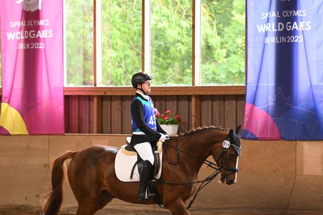 Berlin, Germany, June 20th 2023: Cornelius Geitner of Germany Special Olympics World Games Berlin 2023 - Dressage - Olympiapark. (Ryan Sleiman SPP) Copyright: xRyanxSleimanx xSPPx spp-en-RySlSp-Special Olympics World Games Berlin 2023 - Equestrian - Olympiapark_0029