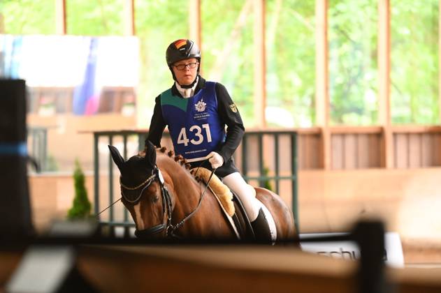Berlin, Germany, June 20th 2023: Cornelius Geitner of Germany Special Olympics World Games Berlin 2023 - Dressage - Olympiapark. (Ryan Sleiman SPP) Copyright: xRyanxSleimanx xSPPx spp-en-RySlSp-Special Olympics World Games Berlin 2023 - Equestrian - Olympiapark_0090