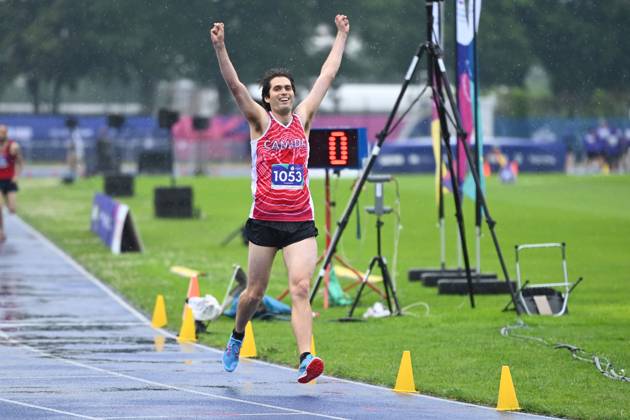 Berlin, Germany, June 20th 2023: Winner Alec Baldwin of Canada during the Special Olympics World Games Berlin 2023 - Men s 800m - Olympiapark.Special Olympics World Games Berlin 2023 - Men s 800m - Olympiapark. (Ryan Sleiman SPP) Copyright: xRyanxSleimanx xSPPx spp-en-RySlSp-Special Olympics World Games Berlin 2023 - Mens 800m - Olympiapark_0100