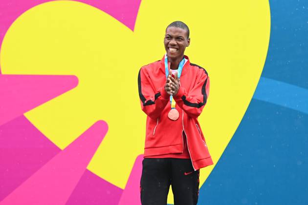 Berlin, Germany, June 20th 2023: Christpher Jacquet of Paraguay taking the bronze medal during the Special Olympics World Games Berlin 2023 - Men s 800m - Olympiapark. (Ryan Sleiman SPP) Copyright: xRyanxSleimanx xSPPx spp-en-RySlSp-Special Olympics World Games Berlin 2023 - Mens 800m - Olympiapark_0488