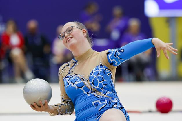 SEPCIAL OLYMPICS WORLD GAMES Special Olympics World Games Berlin 2023 4 day 20 June 2023 rhythmic gymnastics Emilie Soiland from Norway with the ball Berlin Berlin Germany