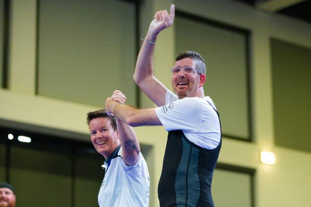 SPECIAL OLYMPICS - World Summer Games 2023 BERLIN,GERMANY,20.JUN.23 - SPECIAL OLYMPICS - World Summer Games 2023, powerlifting. Image shows Bettina Kahlhammer (AUT) and Sascha Maikl (AUT)  GEPAxpictures xGintarexKarpaviciute