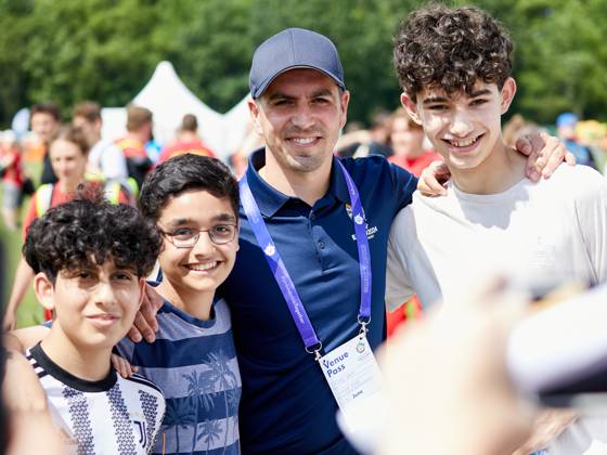 Philipp Lahm and Celia Sasic visit the Special Olympics World Games in Berlin